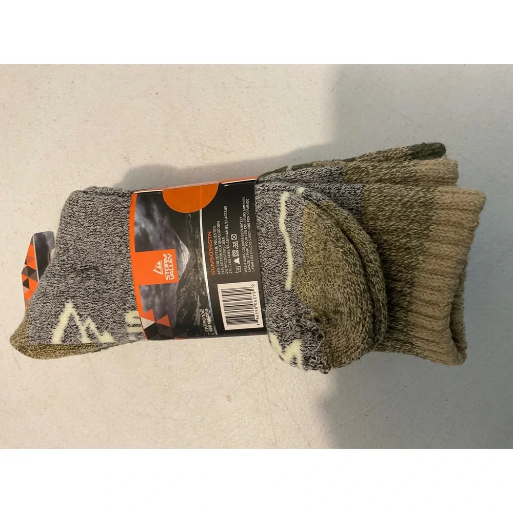 Storm Valley Mens 4 Pair Performance Polyester Boot Socks Marled Crew Size 7-12